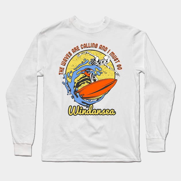 Windansea skeleton surfer Long Sleeve T-Shirt by LiquidLine